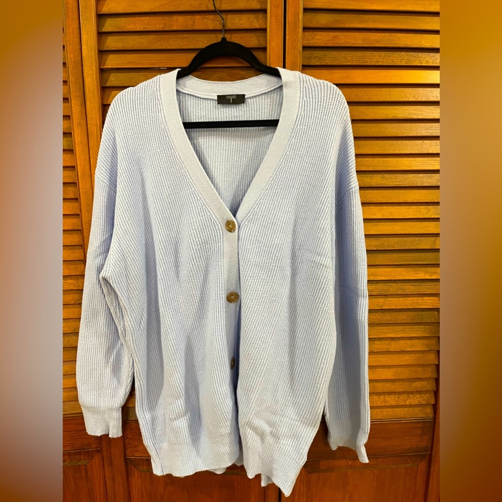 Light blue button up knit cardigan